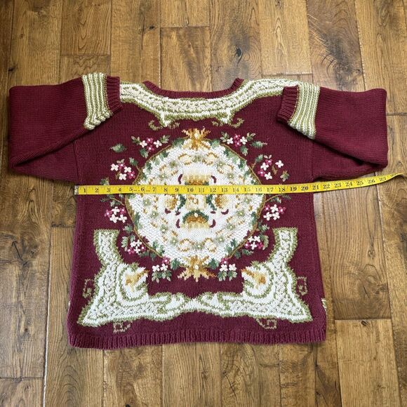 VTG 80s Private Collection Carolina Colours Hand Knitted Grandma Sweater Sz M - Picture 4 of 5